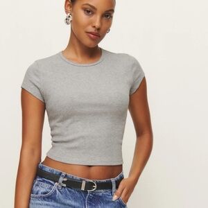 Reformation Muse Ribbed T Shirt Size Large